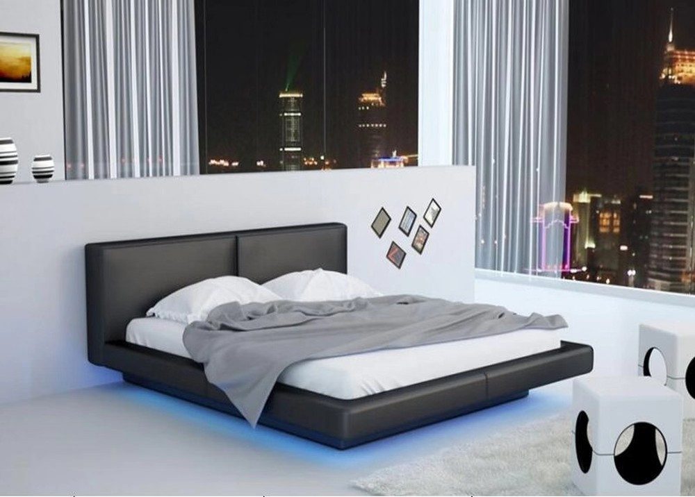 JVmoebel Bett Luxus-Doppelbett aus schwarzem Leder im modernen Design (1-tlg), Made in Europa
