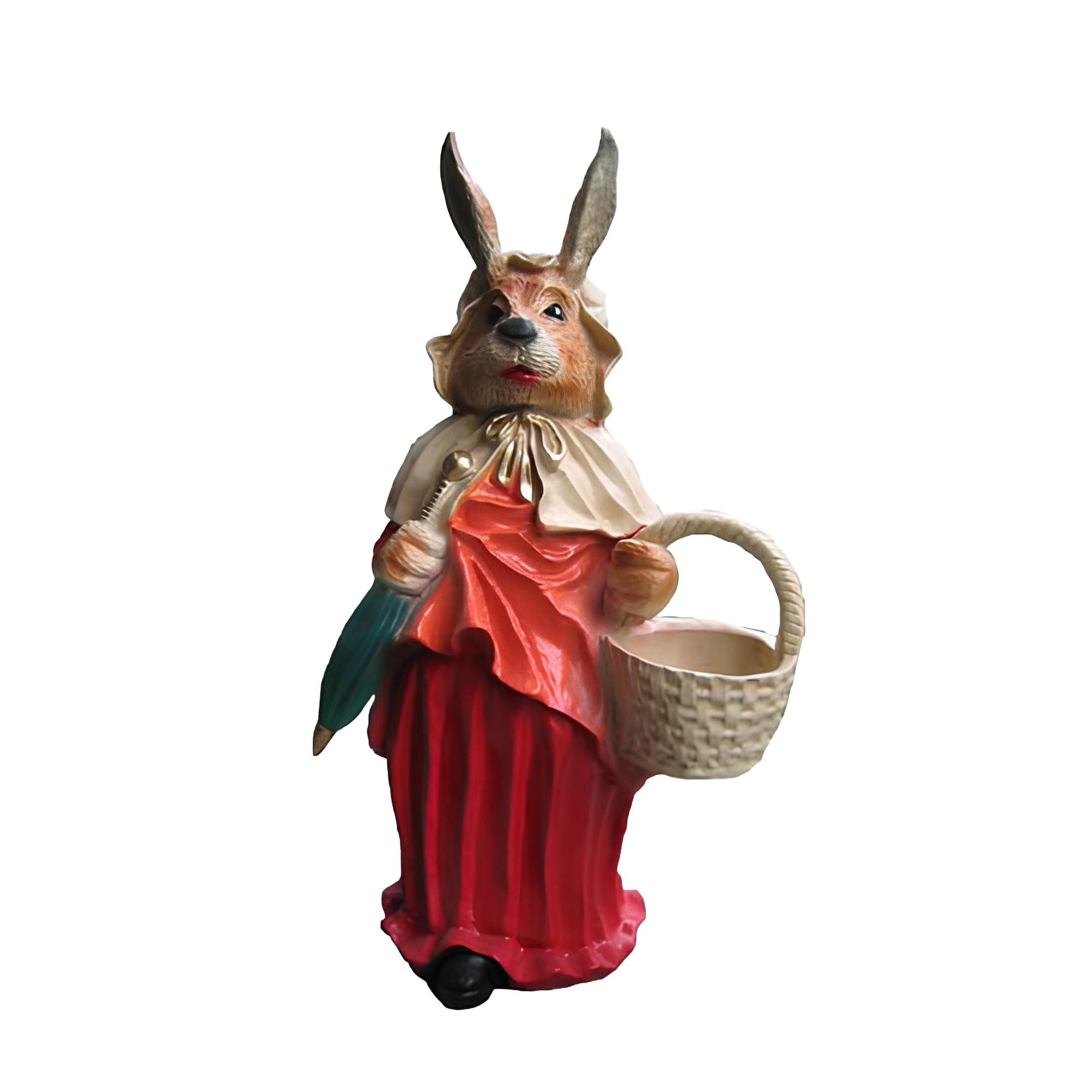 JVmoebel Skulptur Wolf Rotkäppchen Figur Osterhasen Kleid Wolf Deko Garten Figur (Skulptur N5-71cm), Made in Europa