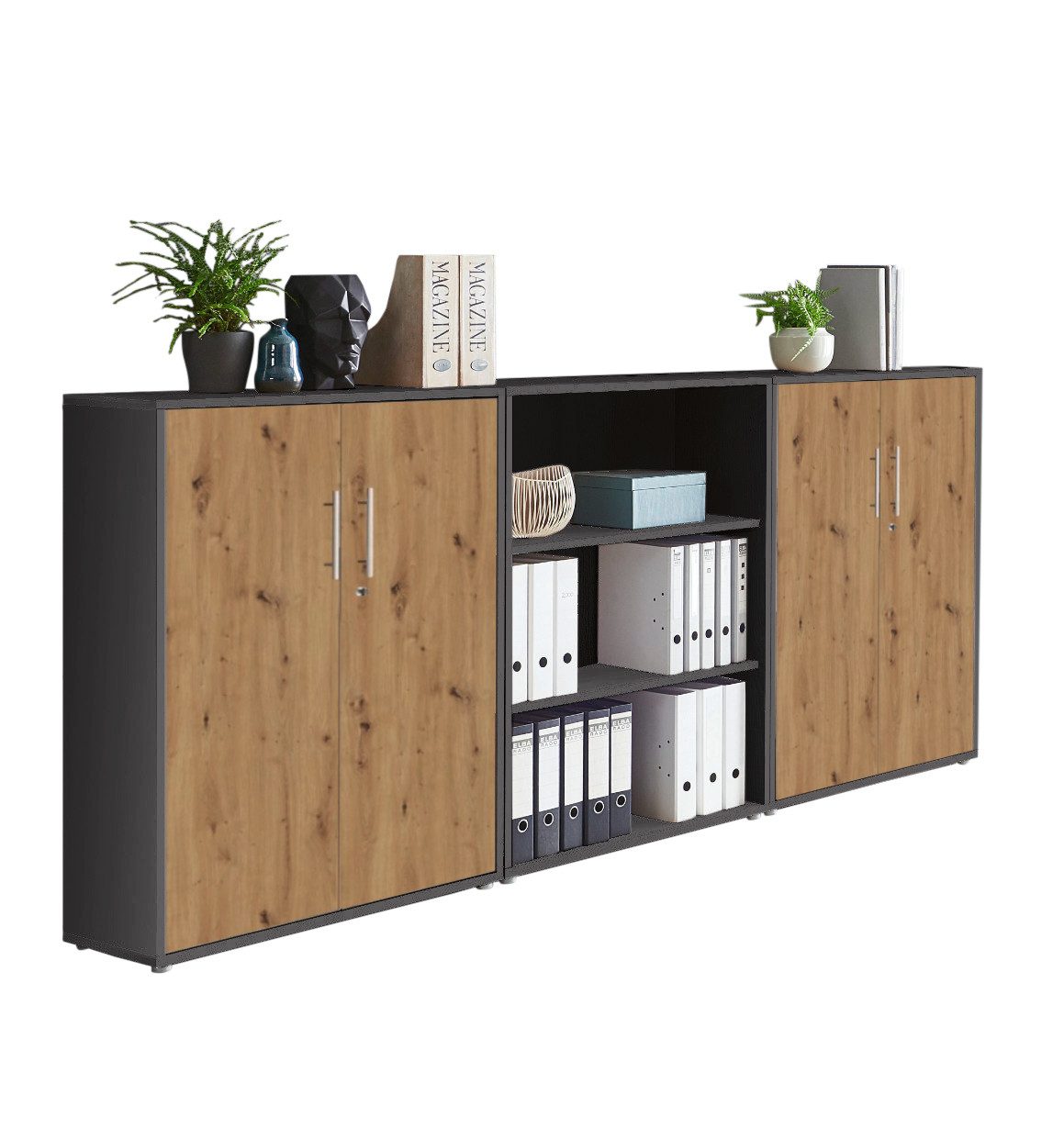 BMG Möbel Aktenschrank Office Edition 9 (Schrankwand Set, 3tlg) abschließbar, matt oder Hochglanz lackiert