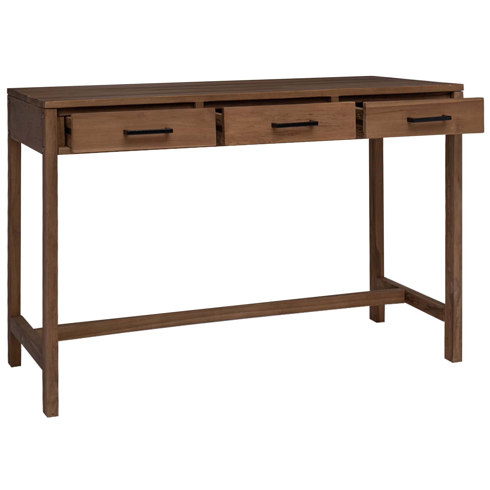 vidaXL Schreibtisch Schreibtisch mit Schubladen Natur Massivholz (1-St)