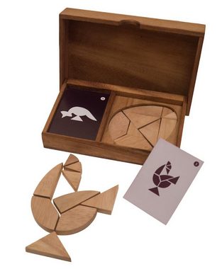 ROMBOL Denkspiele Spiel, Legespiel Varianten des Tangram für 2 Personen aus Holz, Holzspiel