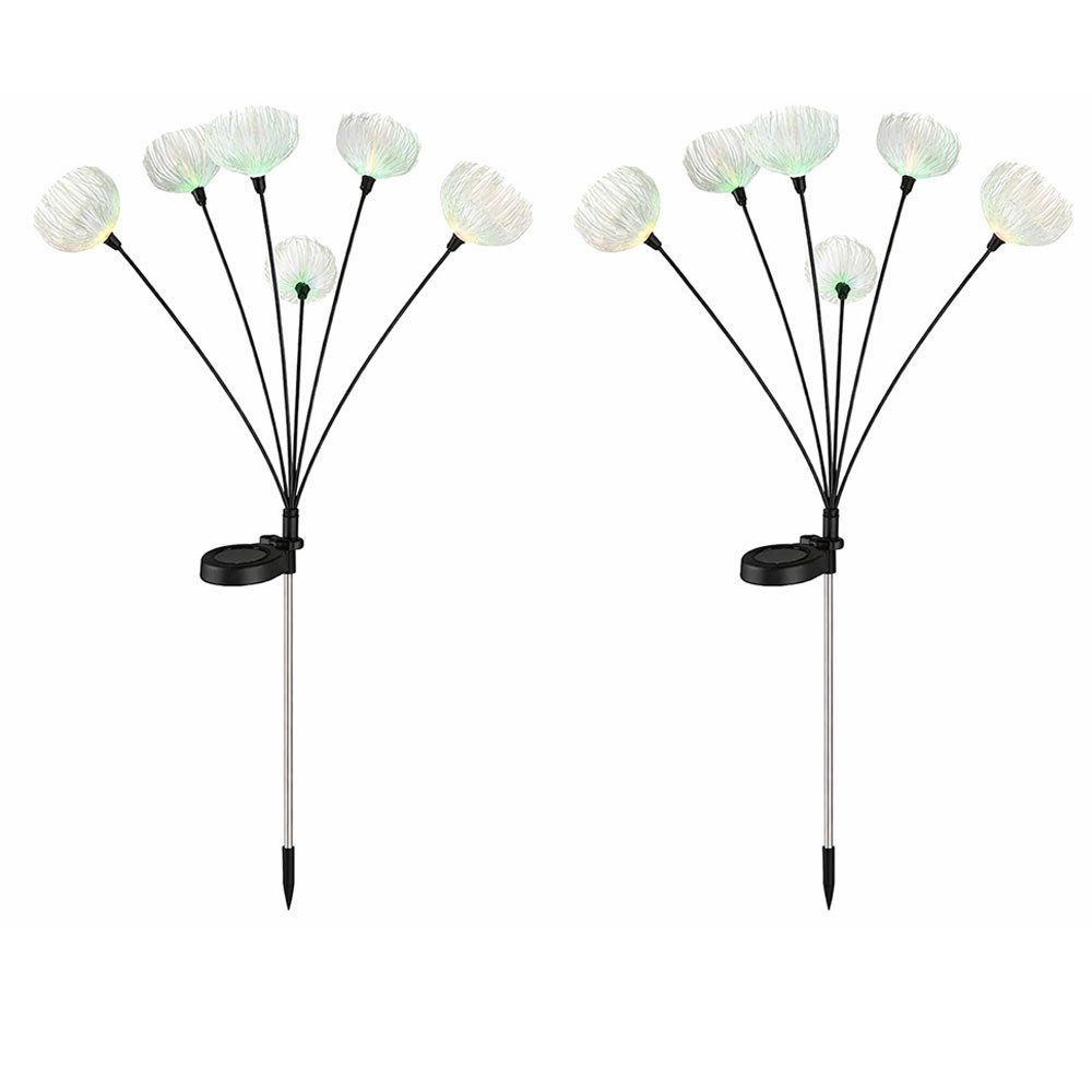 GLOBO LIGHTING LED Solarleuchte, Leuchtmittel inklusive, RGB, 2x LED Solarleuchte Edelstahl schwarz RGB Farbwechsler IP44 H 70 cm
