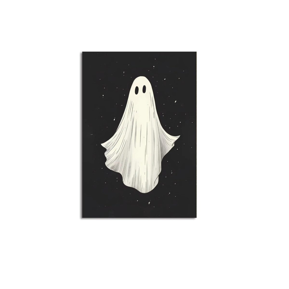 TPFLiving Kunstdruck (OHNE RAHMEN) Poster - Leinwand - Wandbild, Süße Geister- und Hexenhut-Leinwand mit seltsamer Kürbislaterne (Leinwandbild XXL), Farben: Schwarz, Weiß, Grau - Größe: 20x30cm