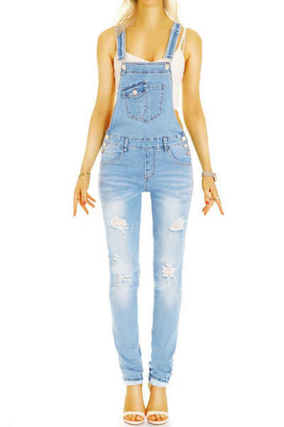 be styled Jeanslatzhose Damen Jeans Latzhose - skinny cut Denim-Overall im Sommerlook - j33p mit Stretch-Anteil, Jeanslatzhose