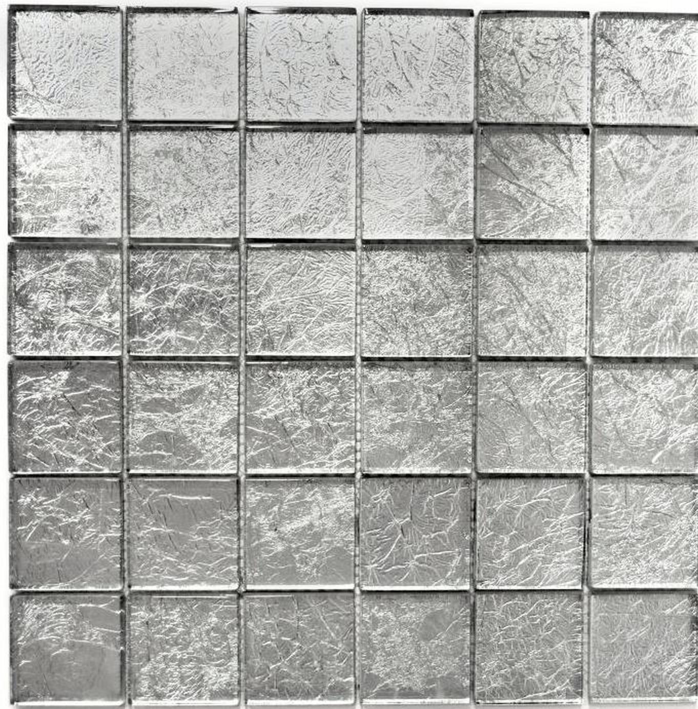 Mosani Mosaikfliesen Glasmosaik silber Mosaikfliese Struktur Fliesenspiegel Küchenwand