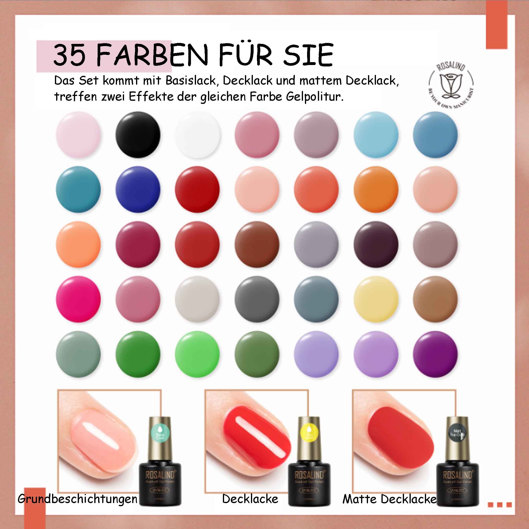 KINSI UV-Nagellack-Set Nude Nagellack Gel, 35 Farben Nagellack Gel + 3 Funktionsgel, 38-tlg., Gesunde und sichere Materialien, lang anhaltender Glanz – Bild 2 von 5