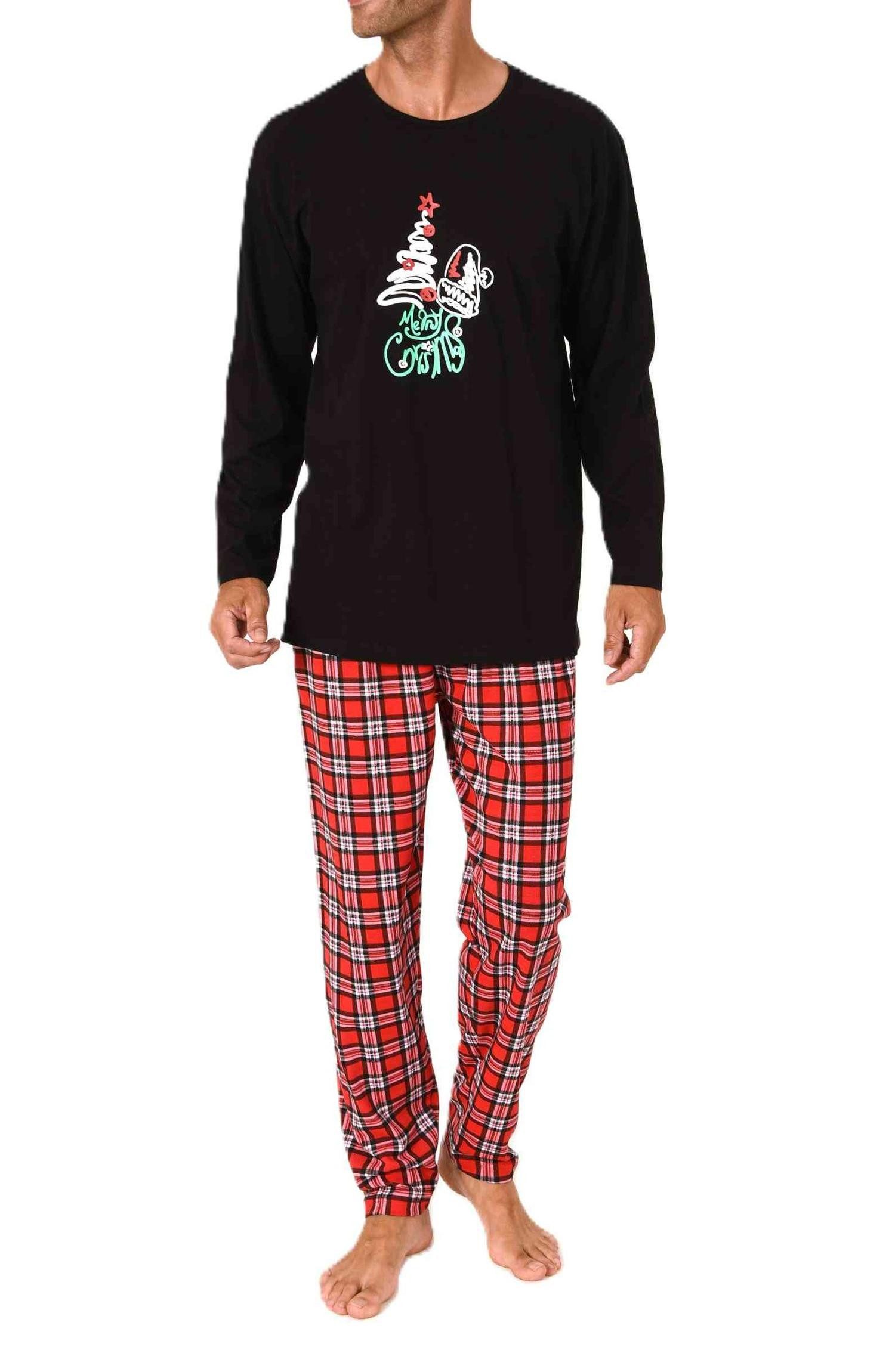 Normann Pyjama Normann Herren langarm Weihnachts Schlafanzug mit Weihnachts Motiv – Bild 2 von 5