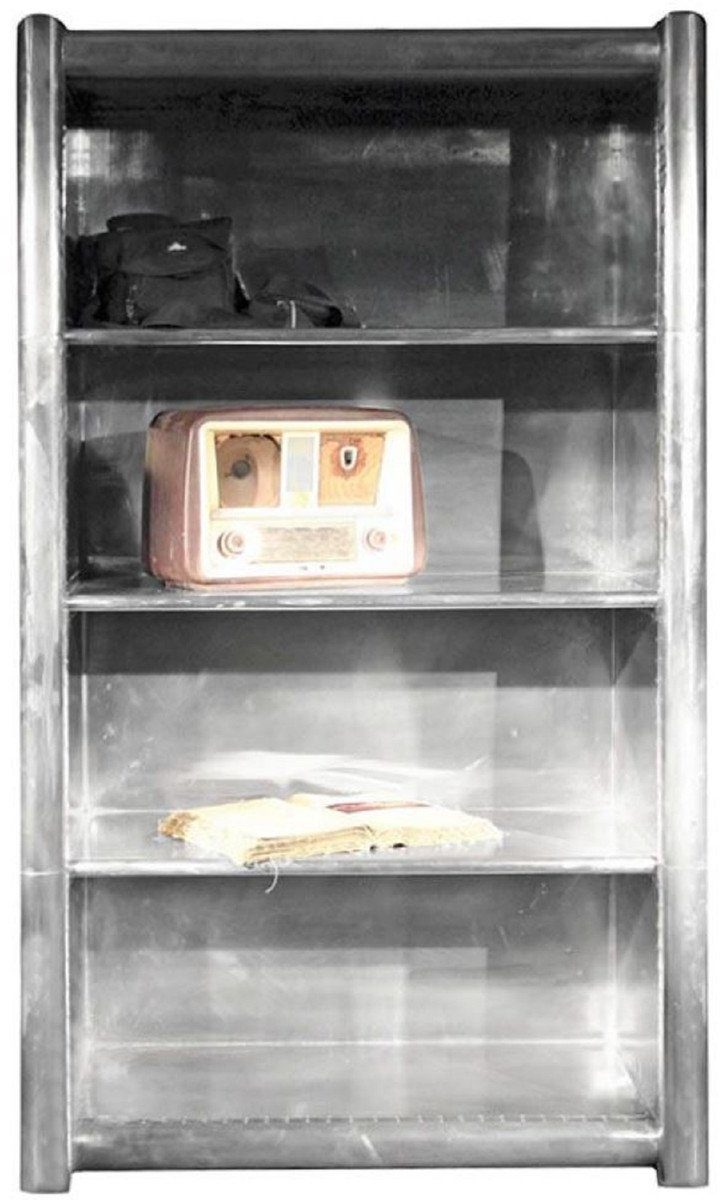 Casa Padrino Stauraumschrank Regalschrank Silber 100 x 50 x H. 170 cm - Aluminium Schrank - Bücherschrank - Vintage Flieger Flugzeug Мебель