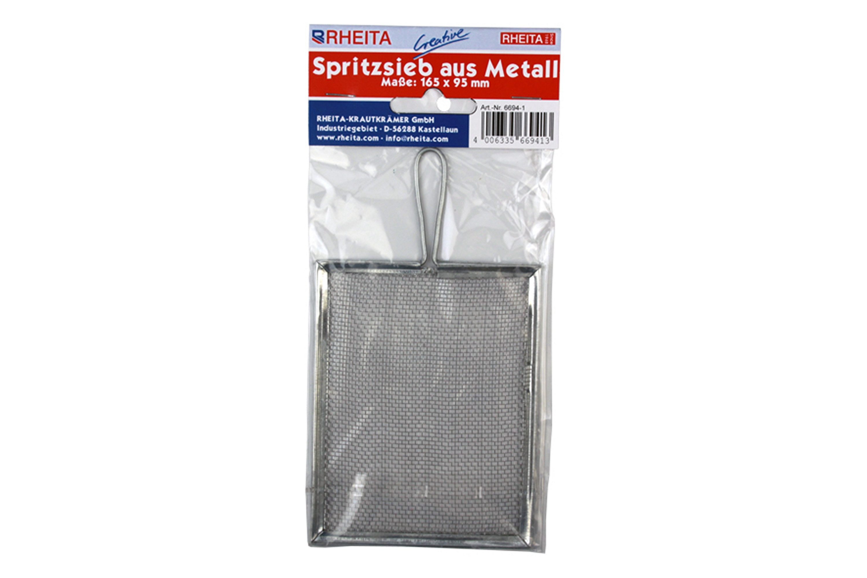 Rheita Streichbürste Spritzsieb aus Metall eckig 16,5x9,5cm