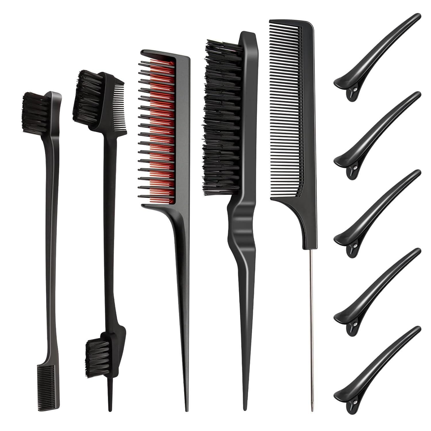 Toupierkamm Sleek Bun Bürste Set mit 5 Clips, Styling Kamm, HaarbüRste und