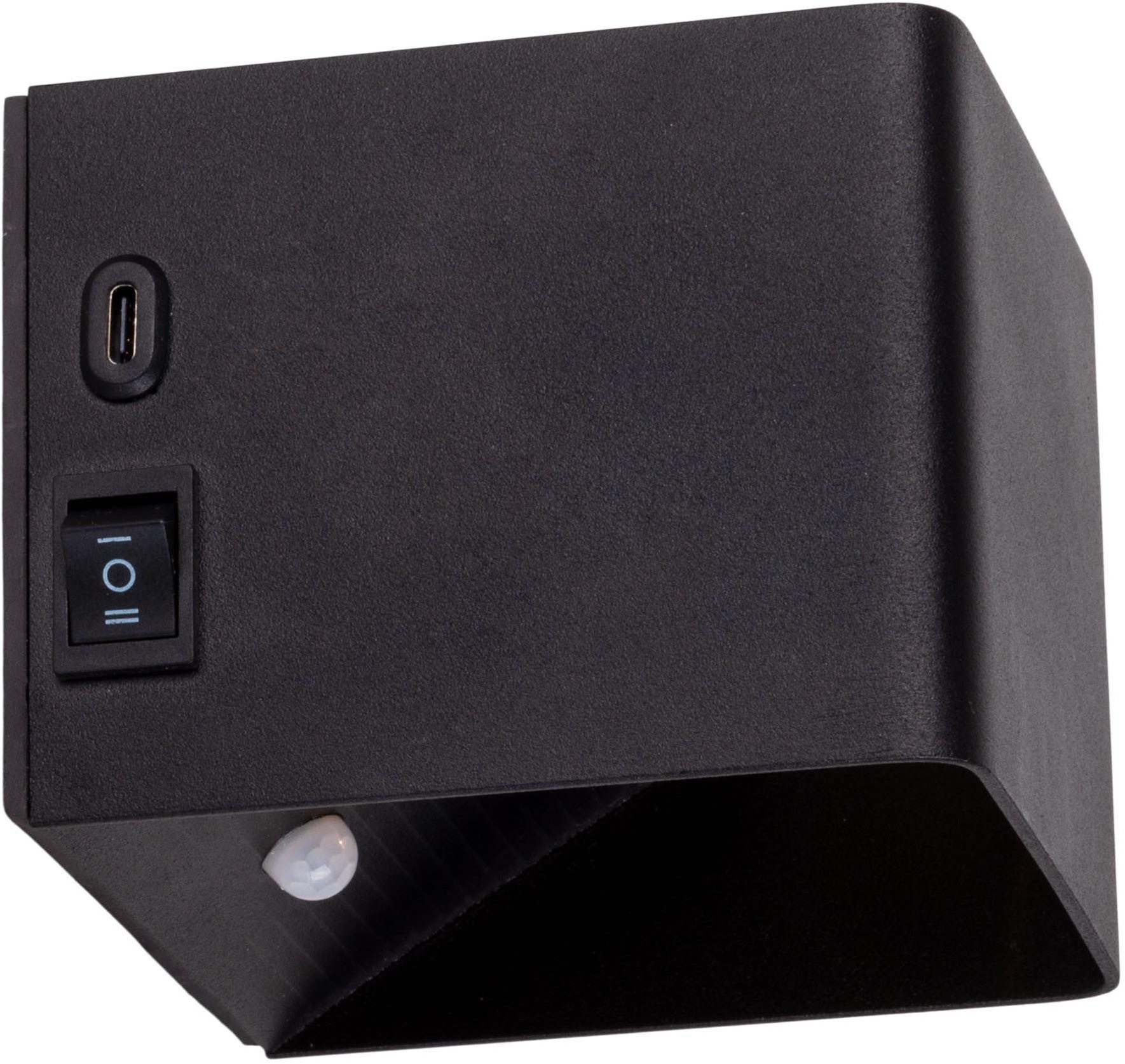näve LED Wandleuchte Cube, Bewegungsmelder, Ein-/Ausschalter, Memoryfunktion, USB-Ladefunktion, LED fest integriert, Warmweiß, Akku, magnetisch, Bewegungssensor, Memory, USB-C, Kippschalter