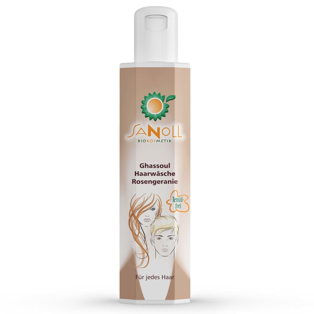 Sanoll Haarshampoo Ghassoul Haarwäsche Rosengeranie, 200 ml