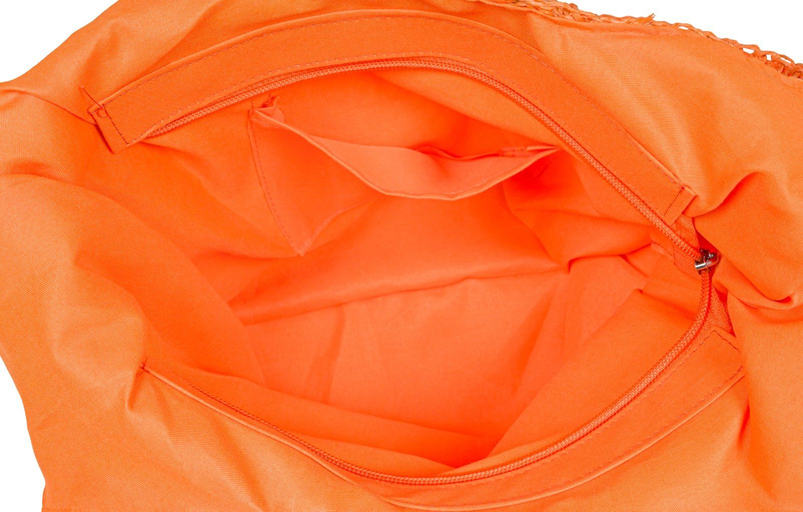 Papierstroh Basttasche Orange Schultertasche (1-tlg), - Schultertasche styleBREAKER
