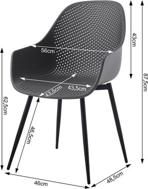 Klihome Armlehnstuhl (6 St), Esszimmerstühle mit hohler Rückenlehne, aus PP
