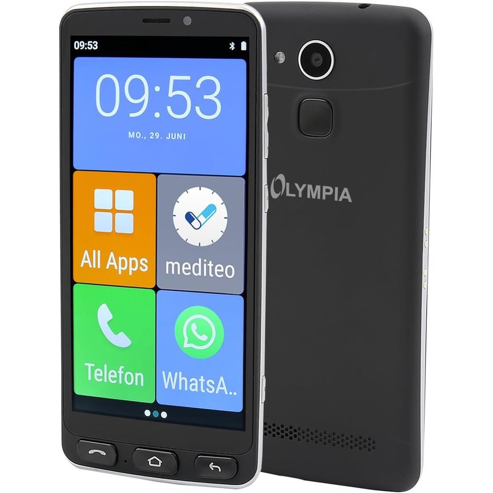 OLYMPIA OFFICE NEO+ großes Display Tasten WhatsApp 4G Smartphone Seniorenhandy (LTE, 5,5" Dual-SIM, Bluetooth, Android, Notruftaste)