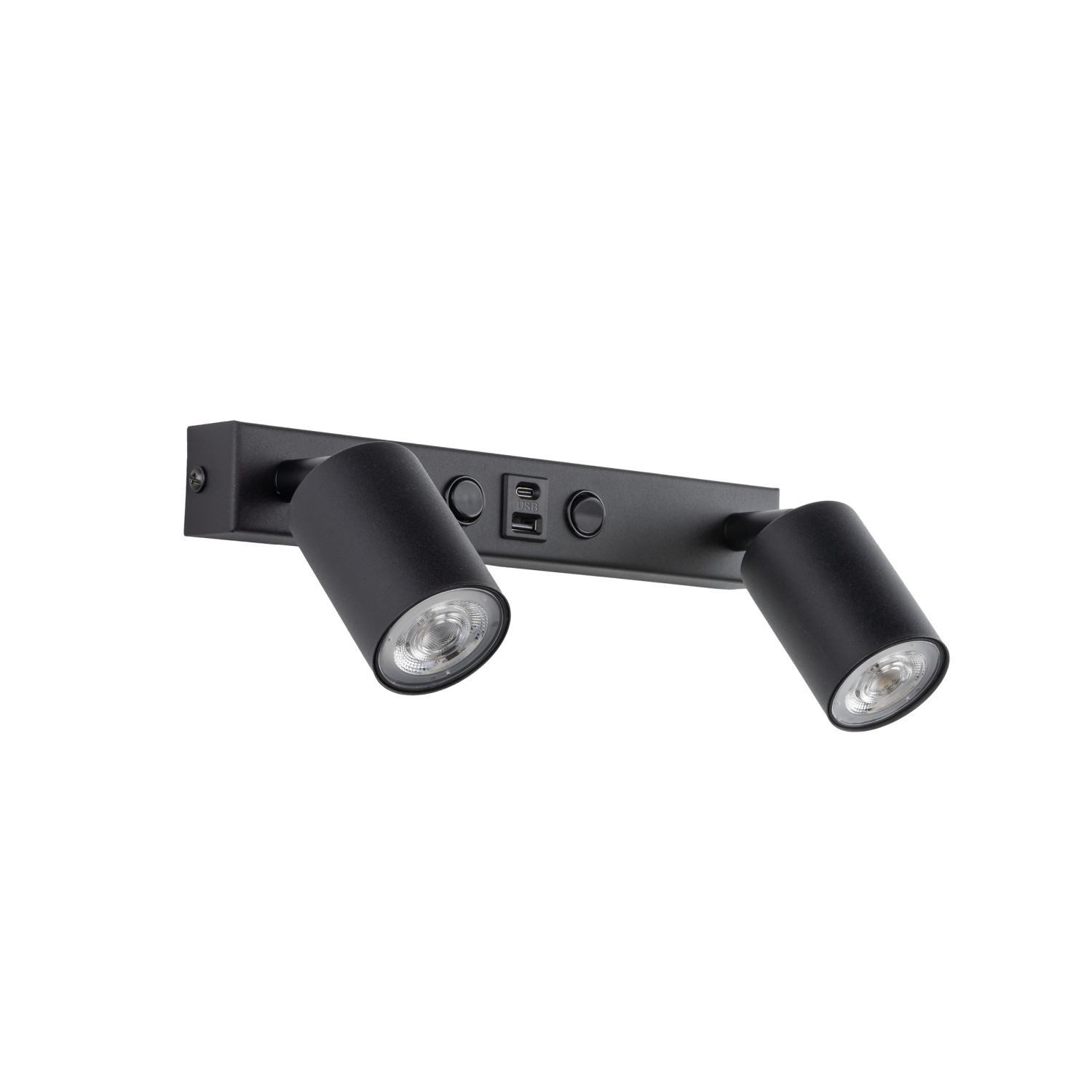 Licht-Erlebnisse Wandstrahler SELVO, ohne Leuchtmittel, Metall GU10 verstellbar Schwarz 2-flammig länglich Modern
