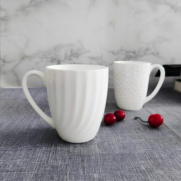 Caterize Kaffeeservice Mit Reliefmuster – Moderne Becher Porzellan für Kaffee, Tee,Cappuccino, Knochenporzellan