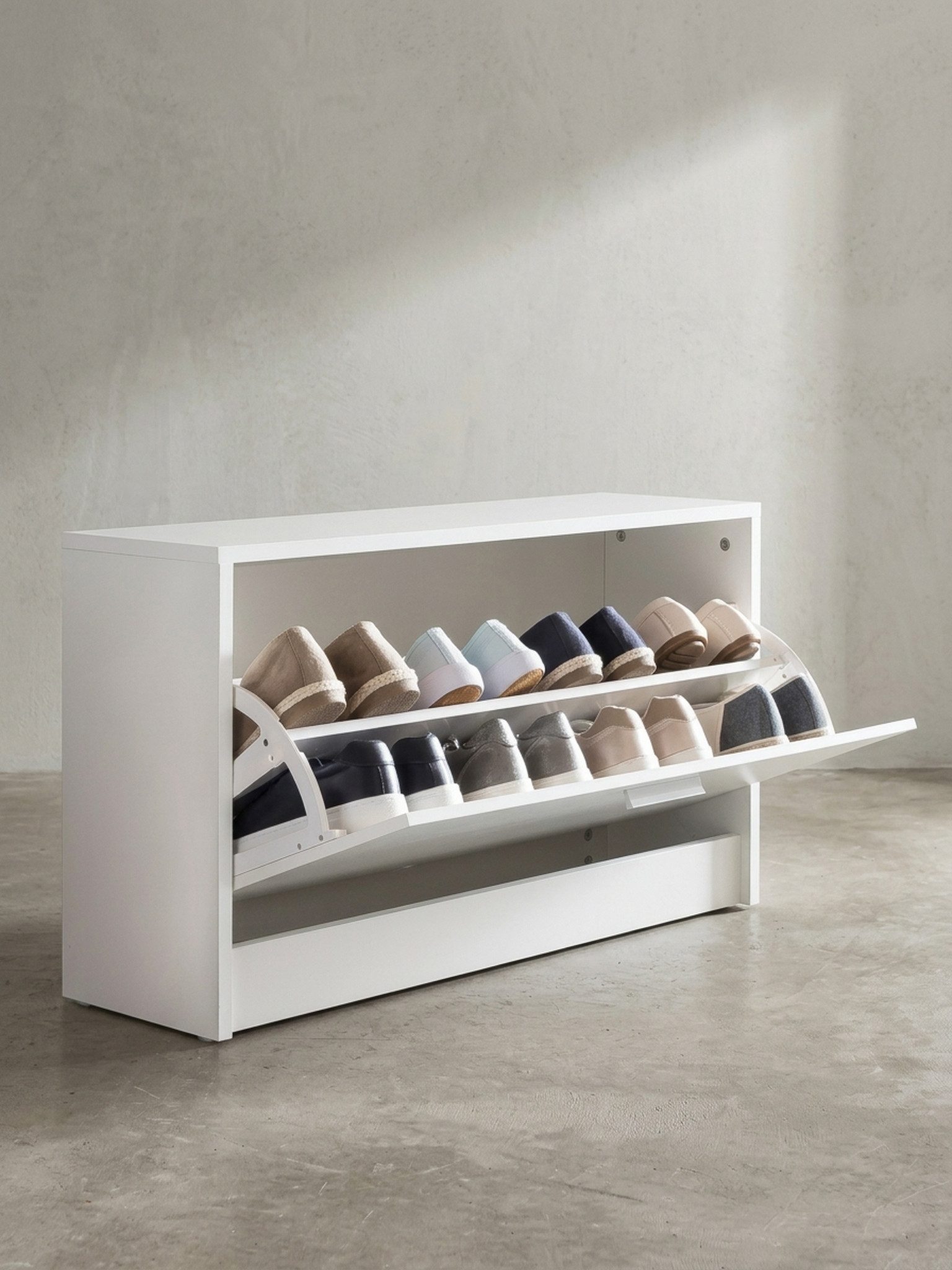 KADIMA DESIGN Schuhschrank Holz-Schuhkipper in Weiß mit Ablage und 1 Fach, 80x47x24 cm