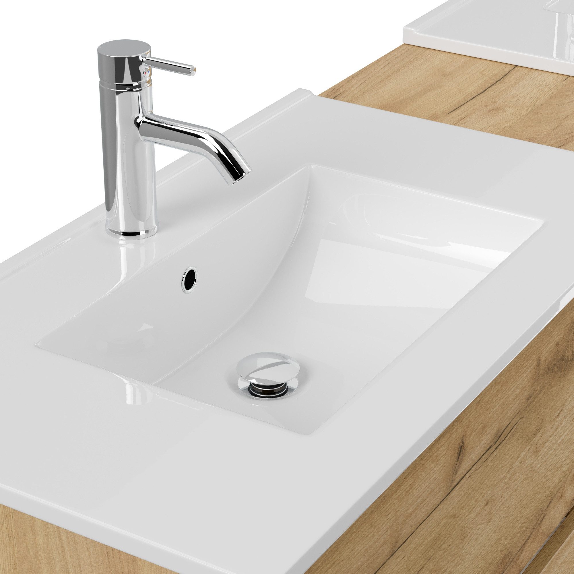 Magnolia Home Waschtisch Badmöbelset Taifun 190cm 5tlg mit 2x Spiegelschrank & 2x Seitenschrank