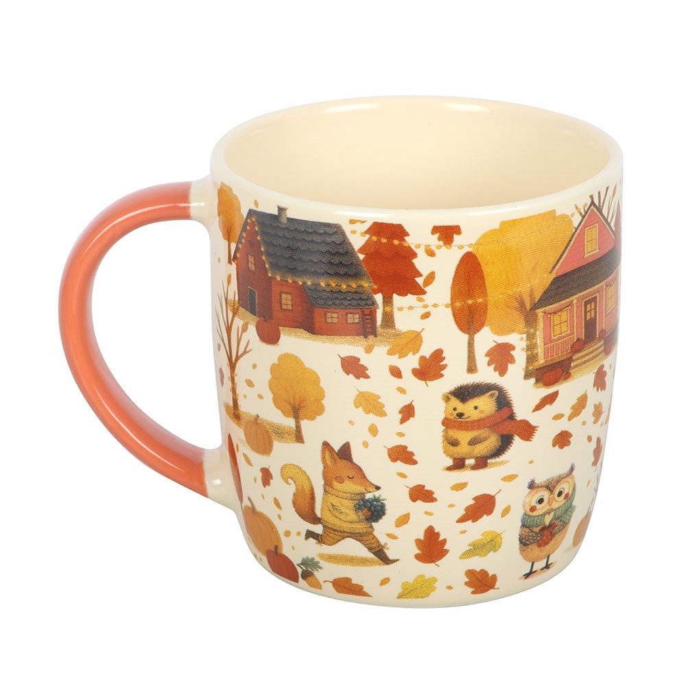 Something Different Tasse Süße Keramik Tasse Herbst-Waldtiere mit goldenem Tee-Ei