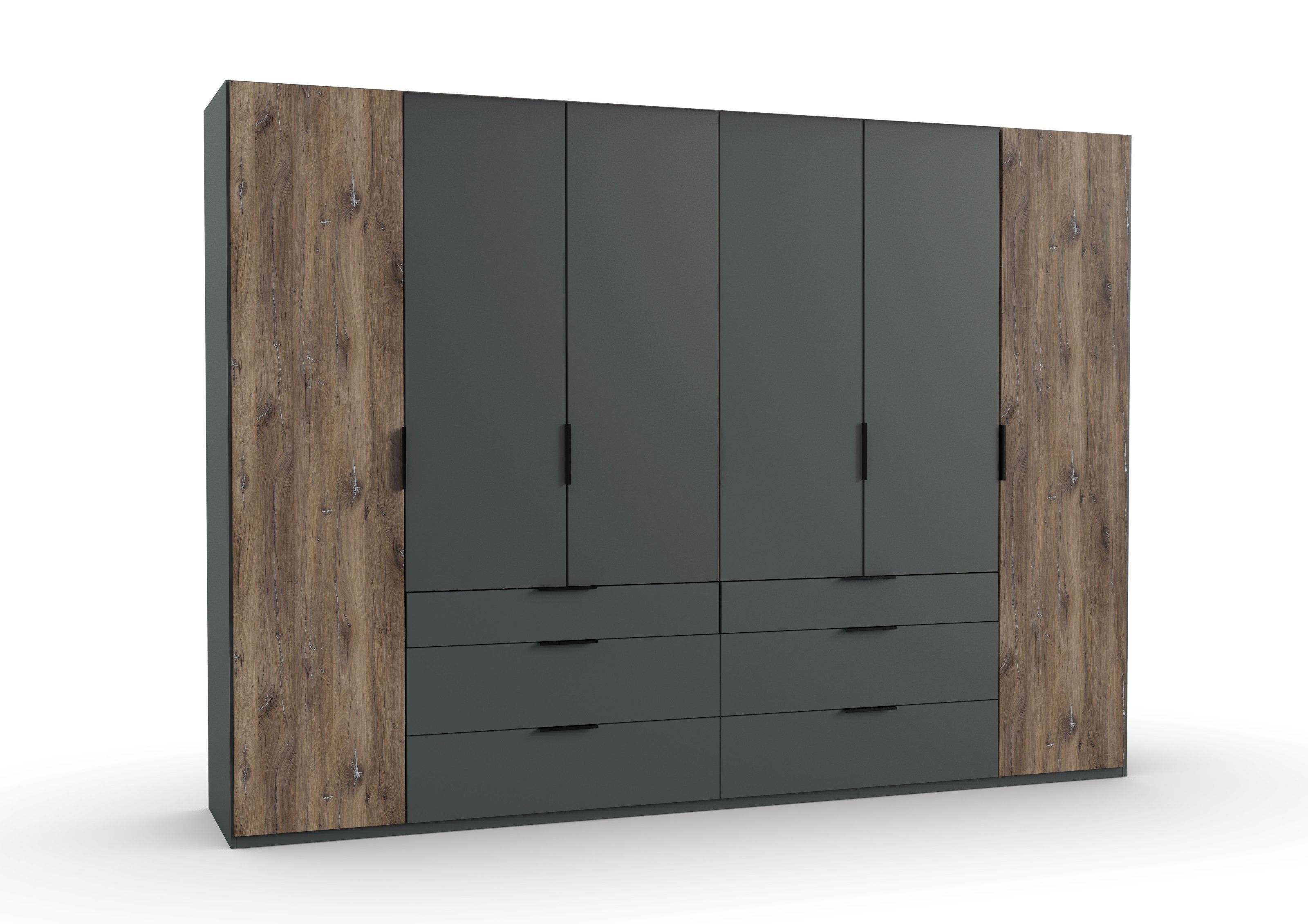 freiraum Kleiderschrank Winnipeg (B/H/T: 300x216x58 cm) in Graphit mit Absetzungen in Flagstaff-Eiche-Nachbildung