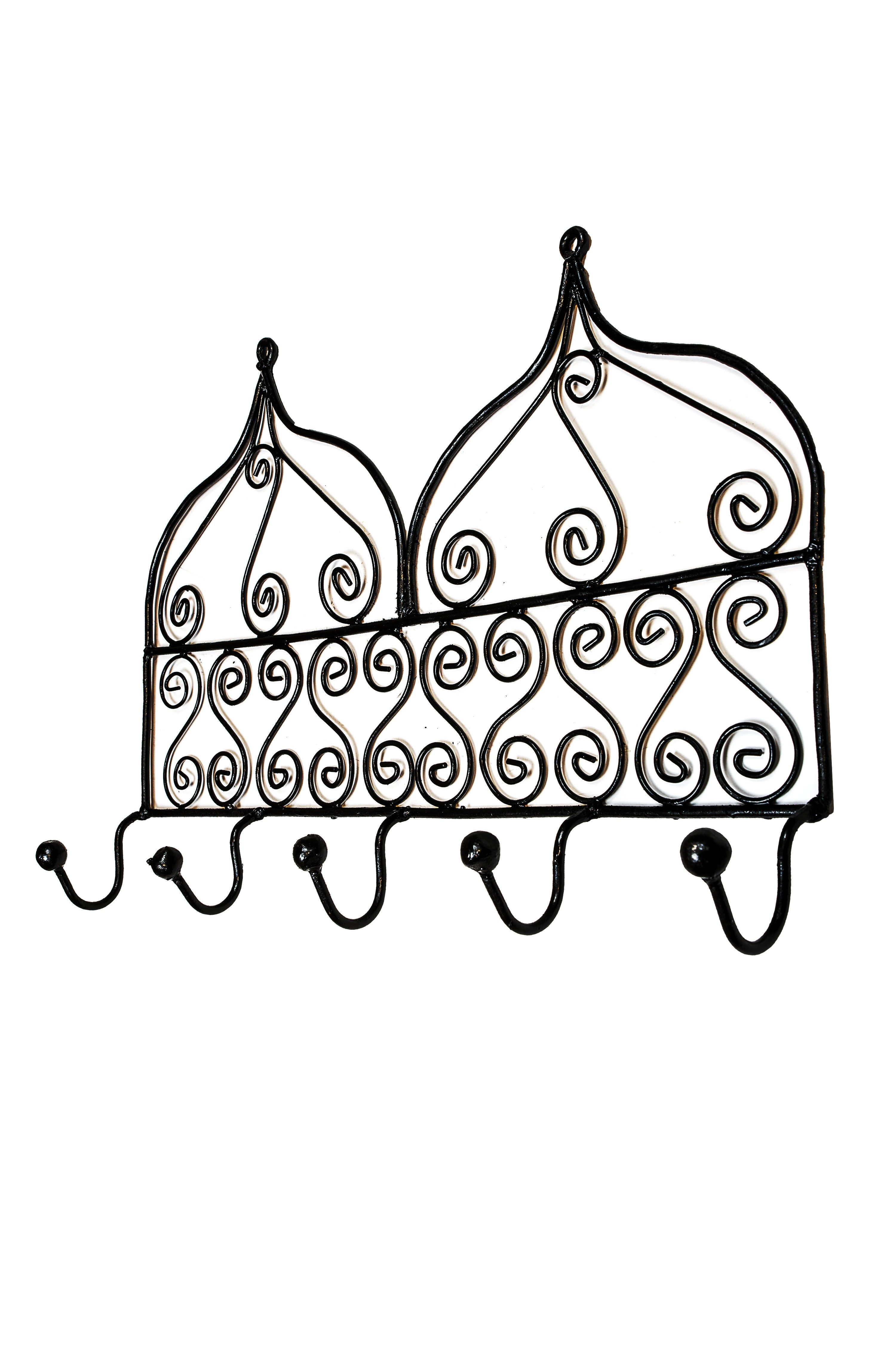 Marrakesch Orient & Mediterran Interior Kleiderhaken Marokkanische Garderobe Sebta groß modern aus Eisen in Schwarz 52 cm, (1-St), Handarbeit