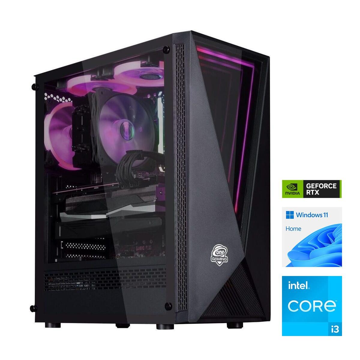 ONE GAMING MP PC 07 Gaming-PC (Intel Core i3 12100F, GeForce RTX 3050, 16 GB RAM, 1000 GB SSD, Luftkühlung)