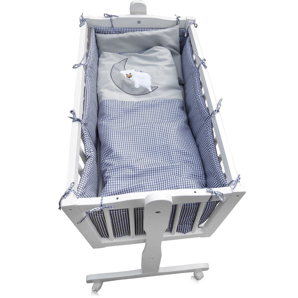VitaliSpa® Babybett, Weiß/Grau, 100 x 54 cm mit Rollen, 1-tlg.