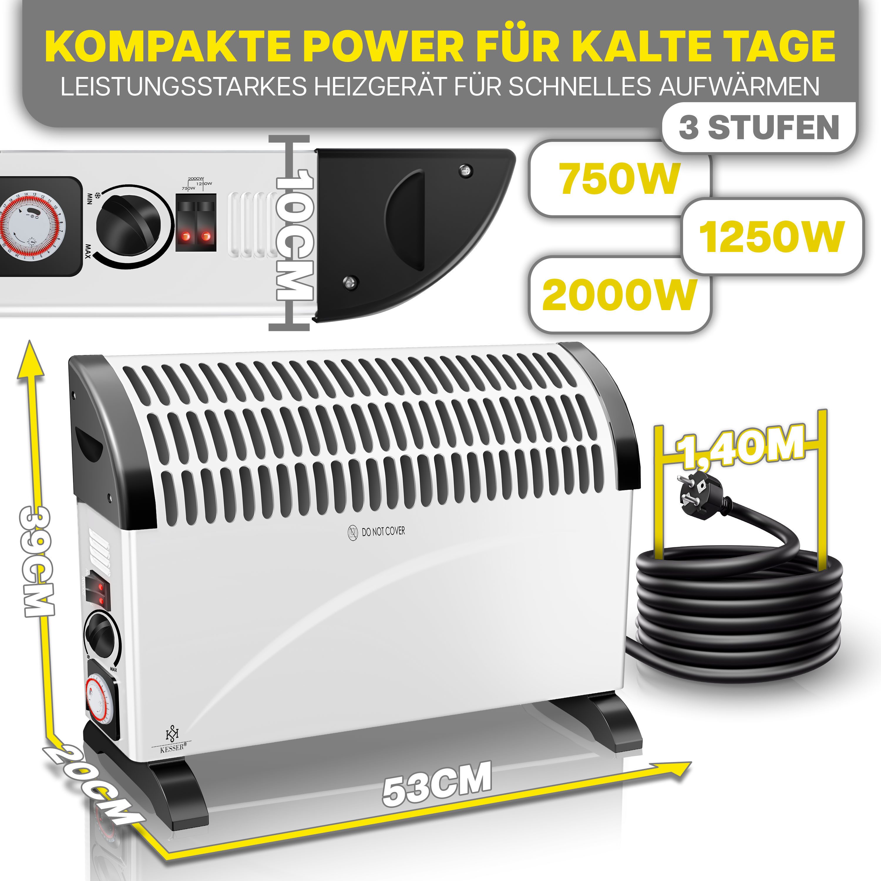 KESSER Konvektor, 2000 W, Konvektor 2000 günstig online kaufen