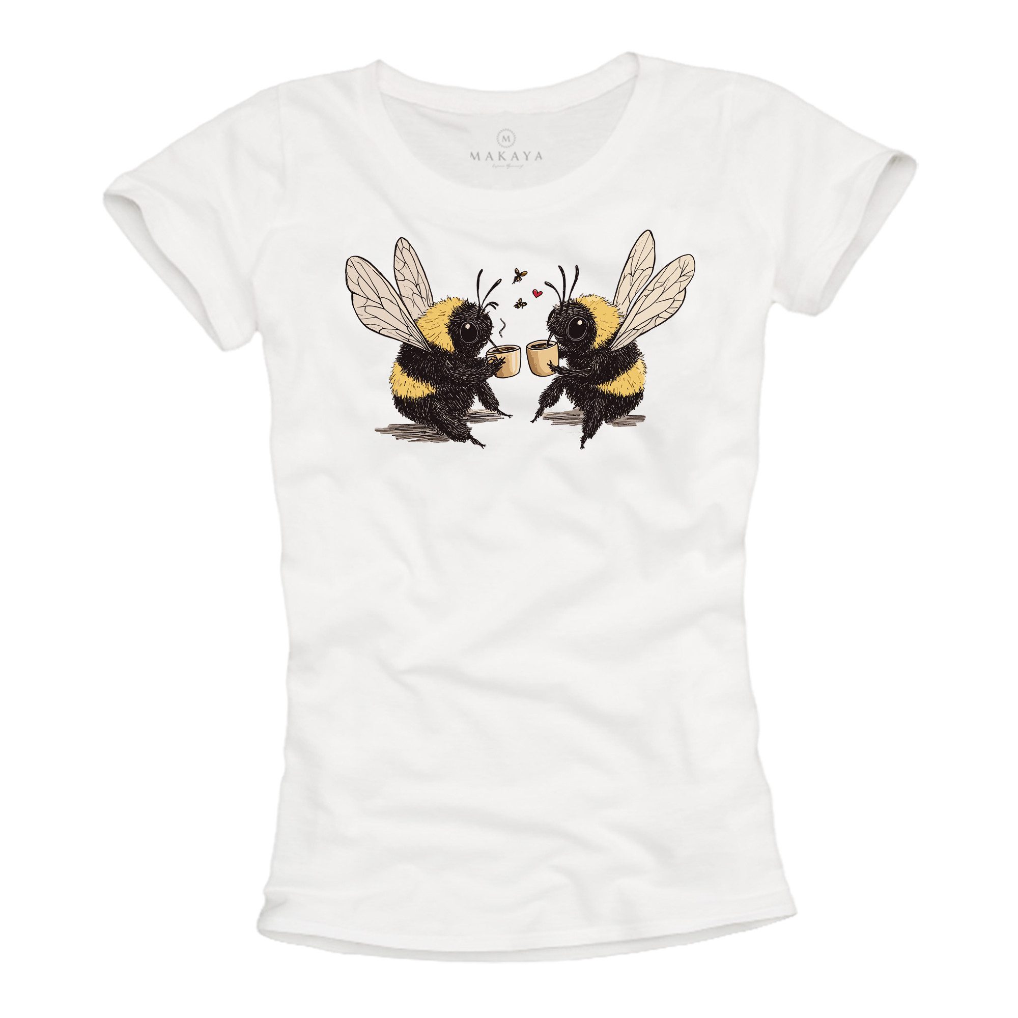 MAKAYA T-Shirt Witziges Kurzarm Top für Frauen - Lustiges Design für Freundinnen (Weiß, S, M, L, XL) Baumwolle