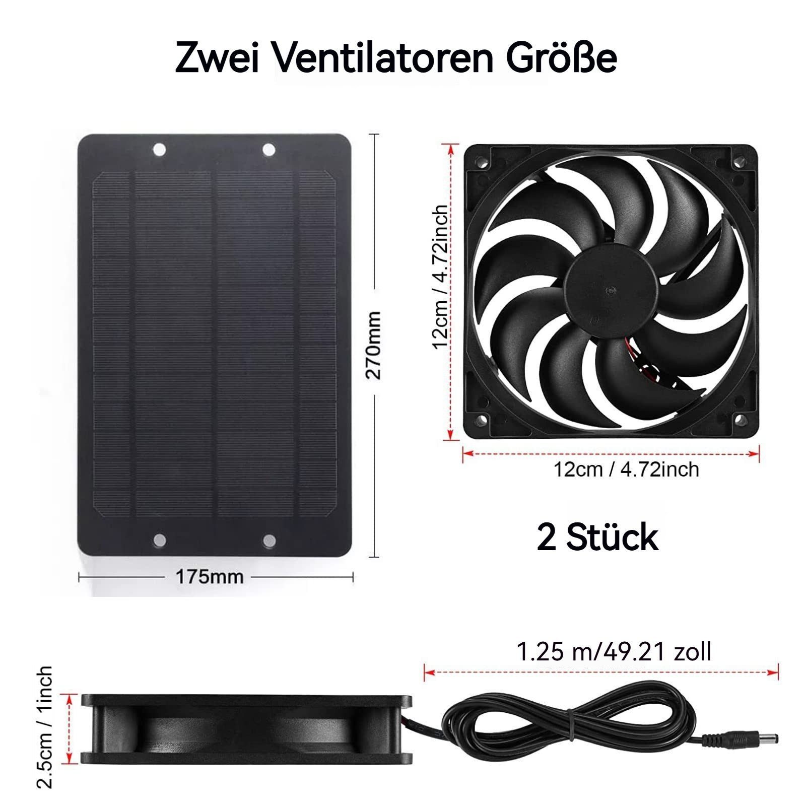 BlingBin Wandventilator Solarbetriebener Ventilator, Solar Abluftventilator günstig online kaufen
