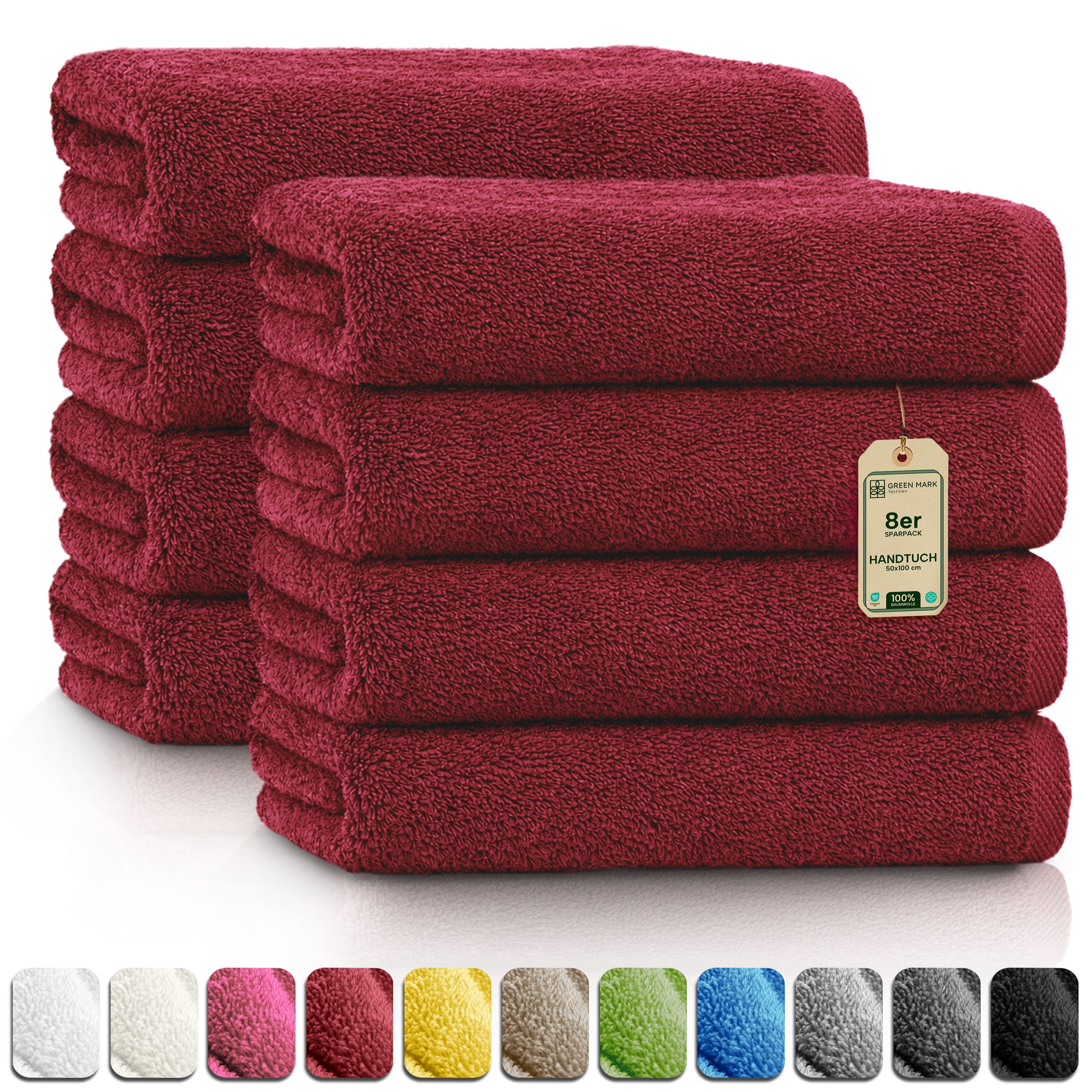 NatureMark Handtücher 8er-Sparpack Handtücher 50x100cm, 100% Baumwolle (8-S günstig online kaufen