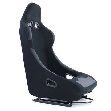 Tenzo-R Gaming Chair Sportsitz Vollschalensitz Schalensitz Race 1 Stoff Schwarz mit Laufschienen