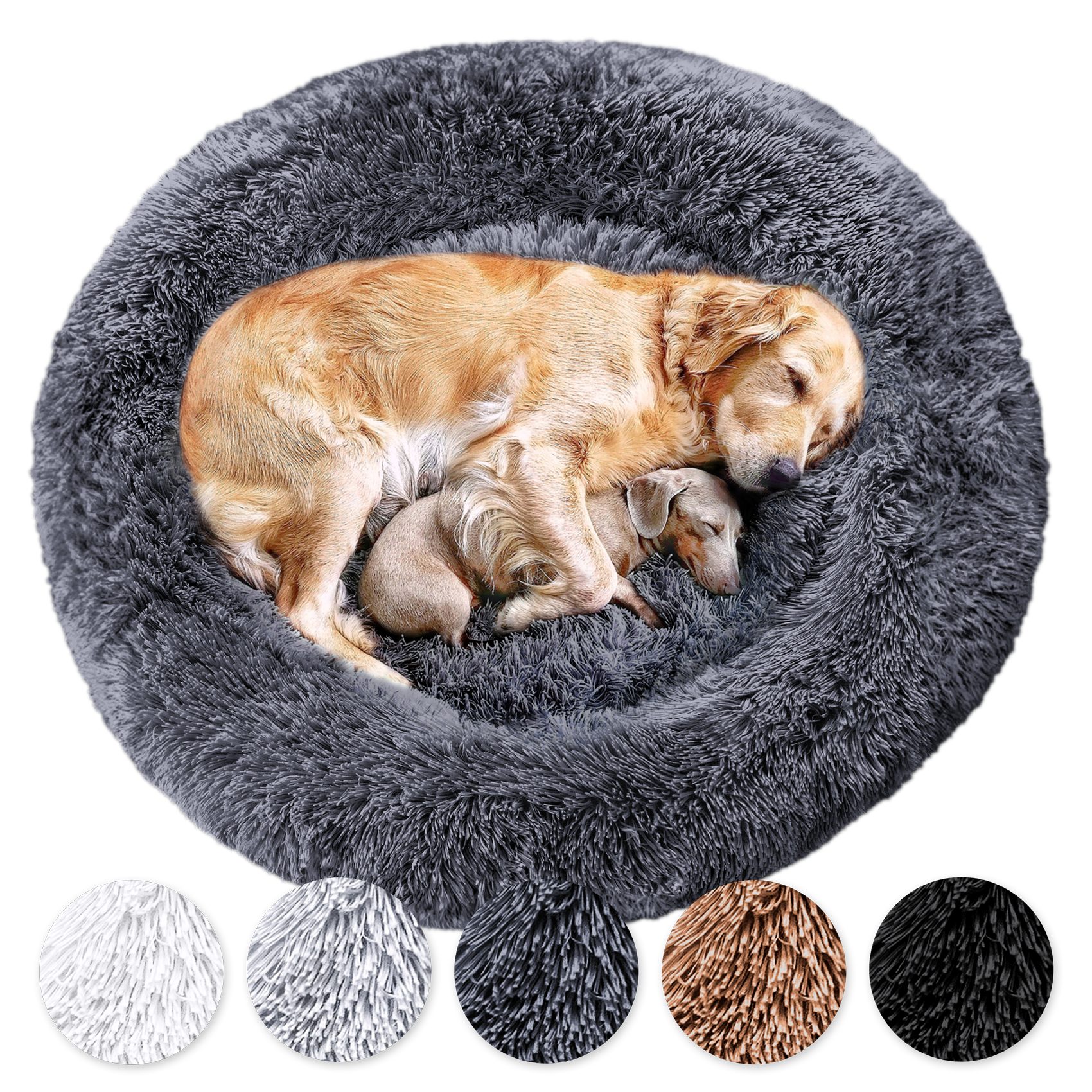 Wahre Tierliebe Tierbett - Flauschiges Hundebett Donut, Deutschlands Original, waschbar, Verschiedene Größen und Farben, extra flauschig