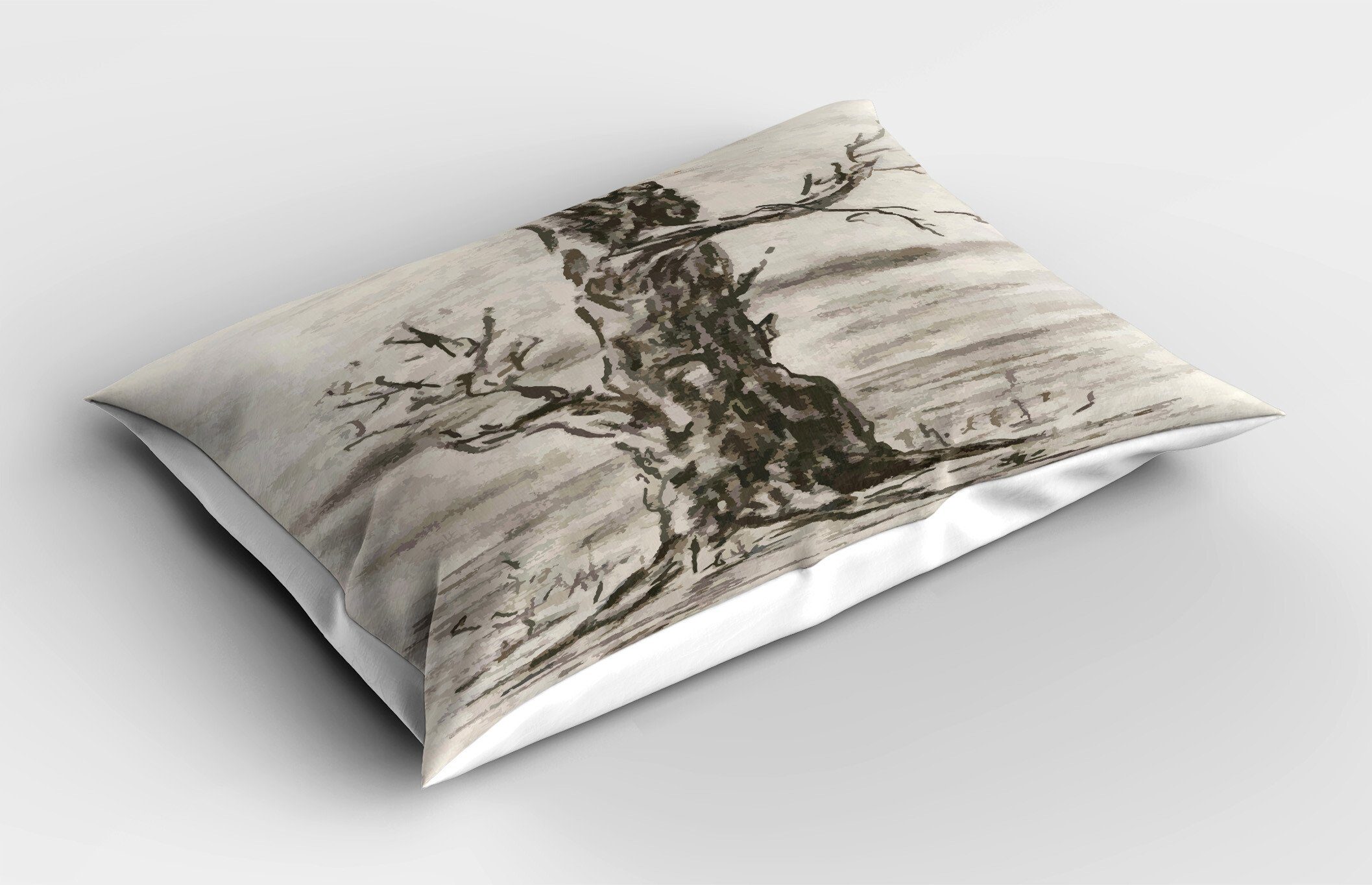 Monochrom-Baum-Zeichnung Holzkohle Queen Gedruckter Abakuhaus Kopfkissenbezug, Stück), Size Dekorativer Kissenbezüge (1