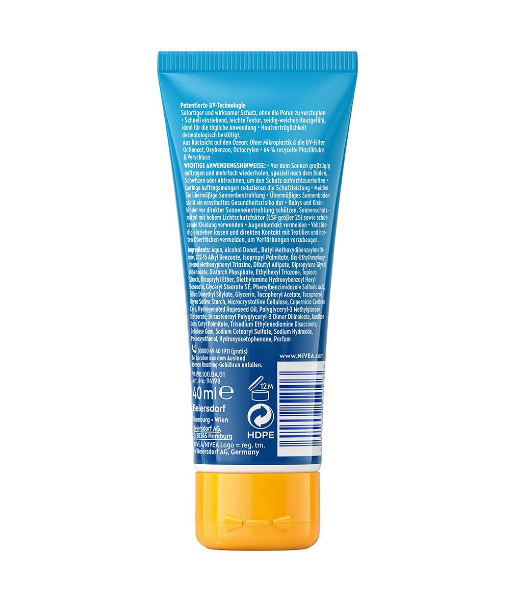Nivea Sonnenschutzcreme Sun UV Gesicht Gesichtssonnenschutz Creme LSF 50+ 40ml, 1-tlg.