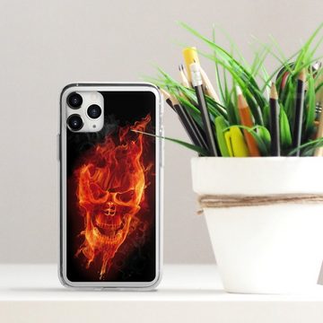 DeinDesign Handyhülle Totenkopf Feuer Schädel Burning Skull, Apple iPhone 11 Pro Max Silikon Hülle Bumper Case Handy Schutzhülle