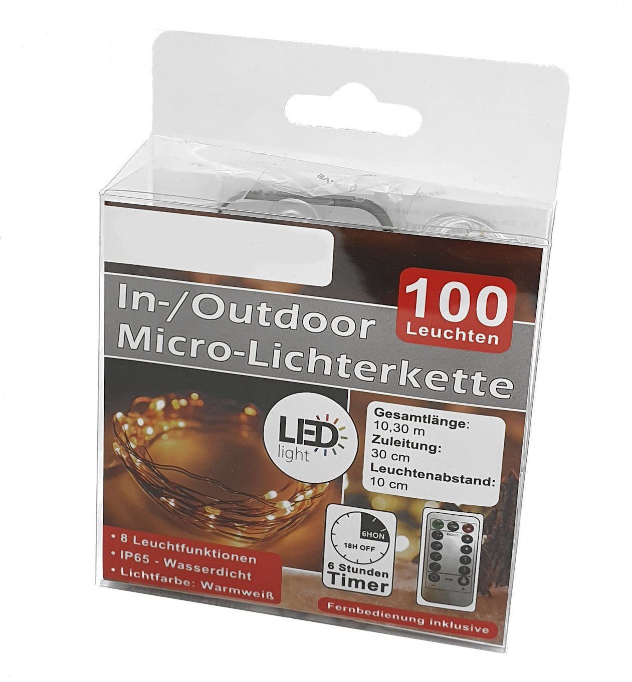 Spetebo Lichterkette Micro LED Draht Lichterkette mit Timer 100 LED