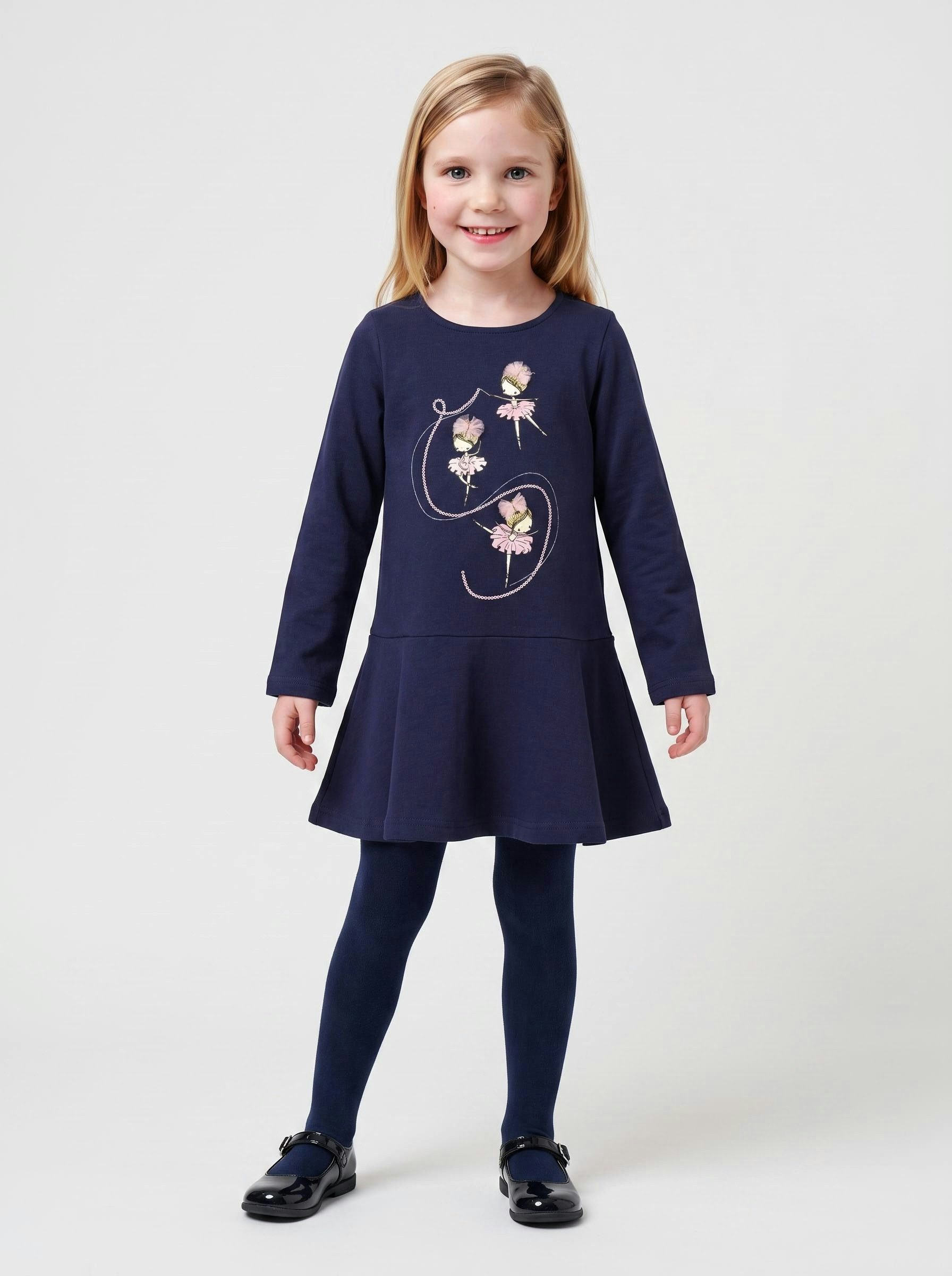 Blue Seven Sweatkleid Baumwolle, mit Glitzerdruck mit Pailletten- und Tüll-Details
