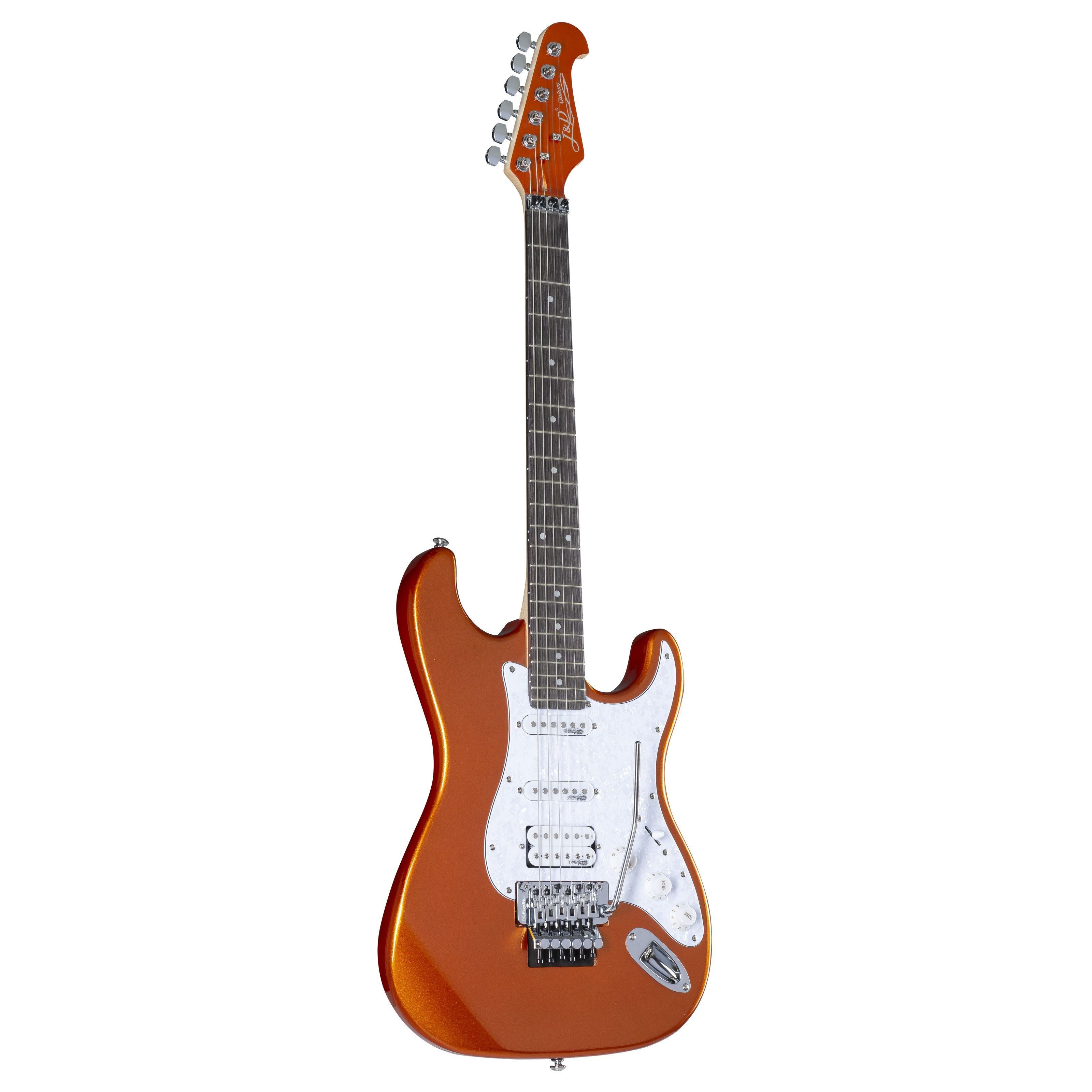 J & D E-Gitarre, E-Gitarre ST-Style Metallic Orange Lindekorpus Ahornhals Composite-Griffbrett Wilkinson Tonabnehmer Floyd Rose Tremolo kompatibel mit ST-F MORG, E-Gitarren, ST-Modelle, E-Gitarre ST-Style, Wilkinson Tonabnehmer, Floyd Rose Tremolo