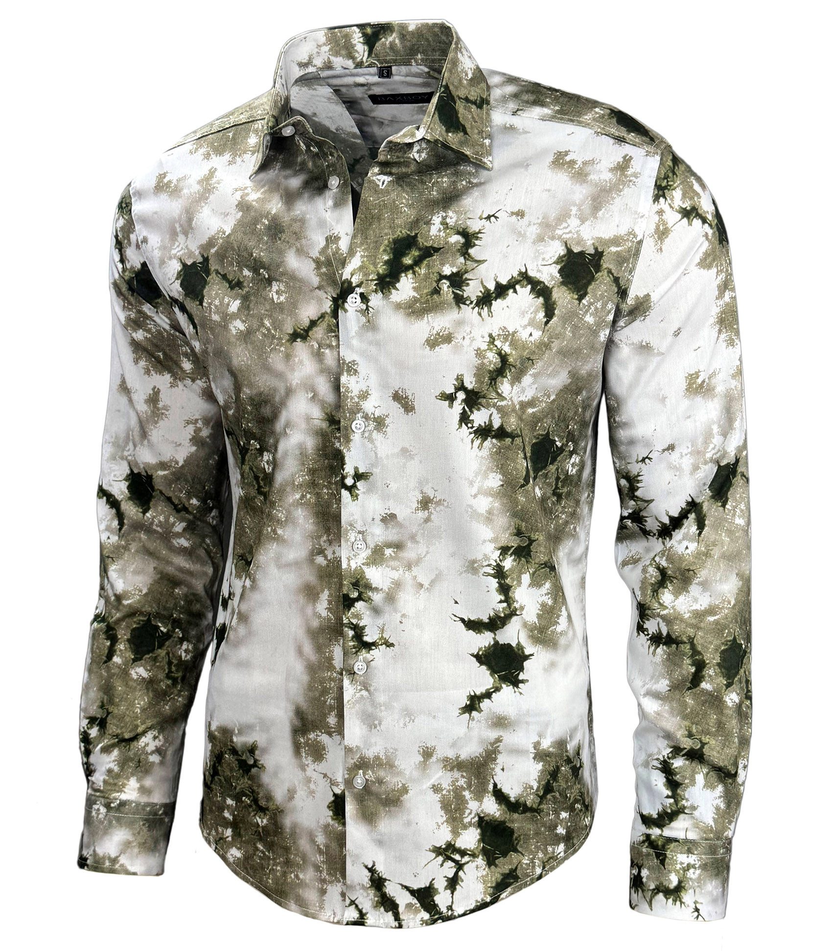 Langarmhemd Baxboy Herren Batik Hemd Freizeitshemd Langarm Casual Shirt B-446