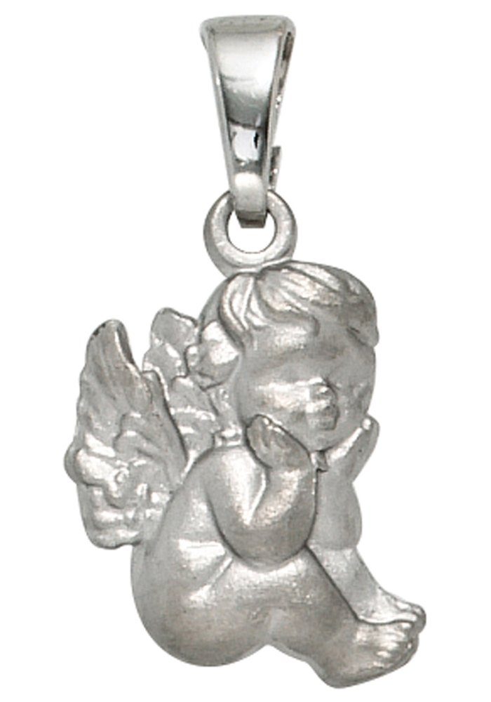 JOBO Kettenanhänger Anhänger Kinderanhänger Engel Schutzengel 14 mm, 925 Silber rhodiniert matt