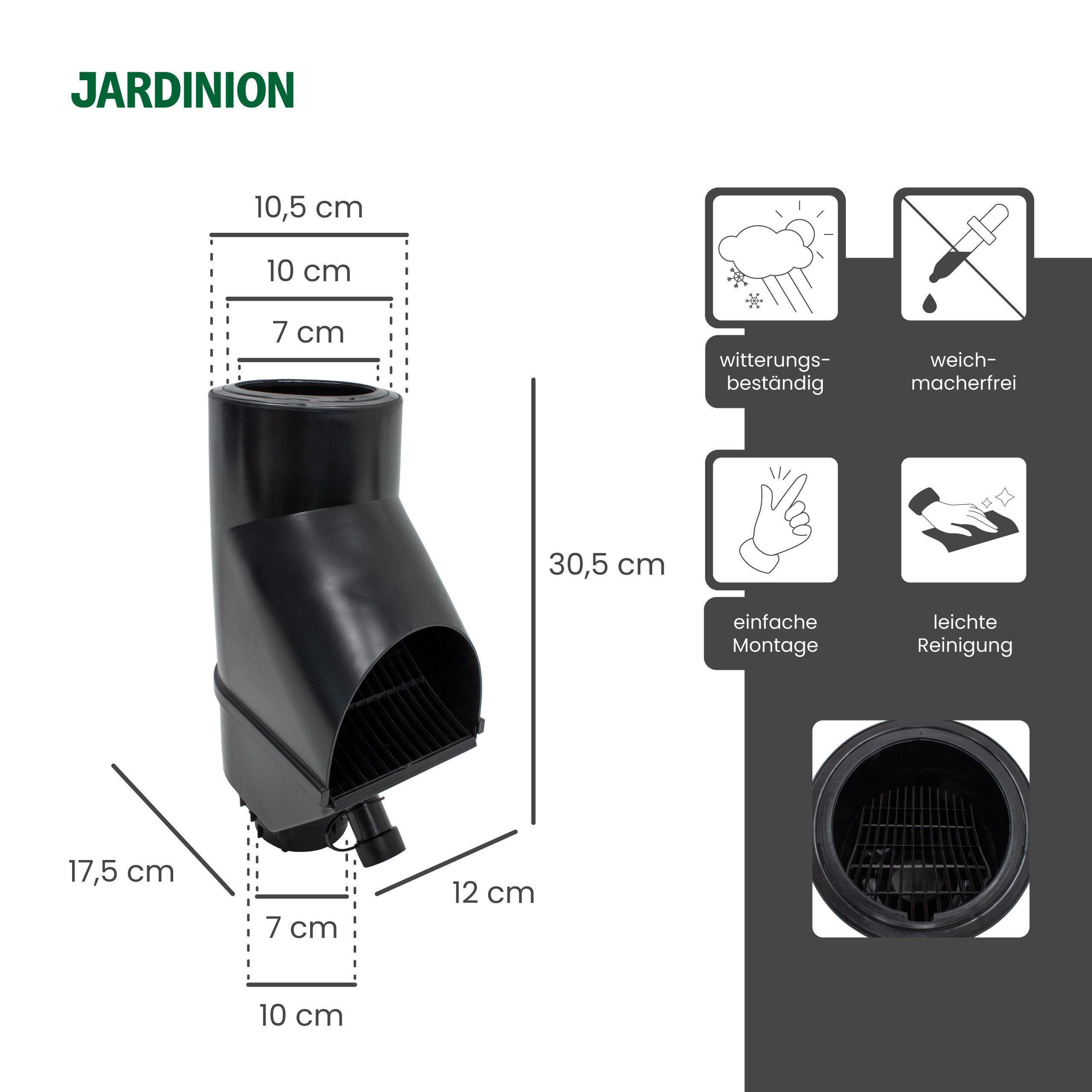 Jardinion Regenfallrohr, (Laubsieb, Laubschutz, Regenwasserfilter, Fallrohr günstig online kaufen