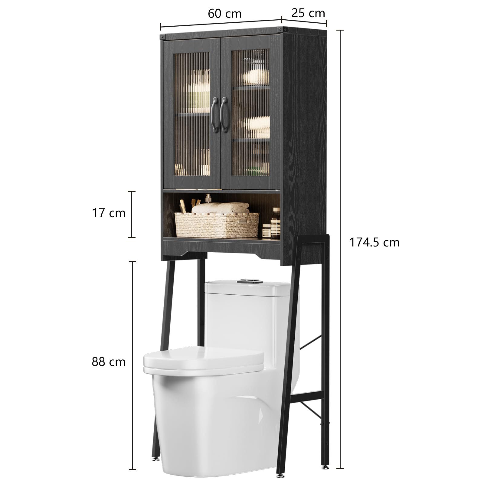 FiveWillowise Badregal Toilettenschrank Badezimmerschrank mit Glastüren und günstig online kaufen