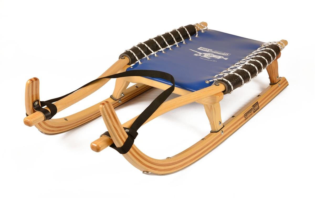 German Luge Сани GL Сани 95 cm Farbe natur, Gurtband, blau