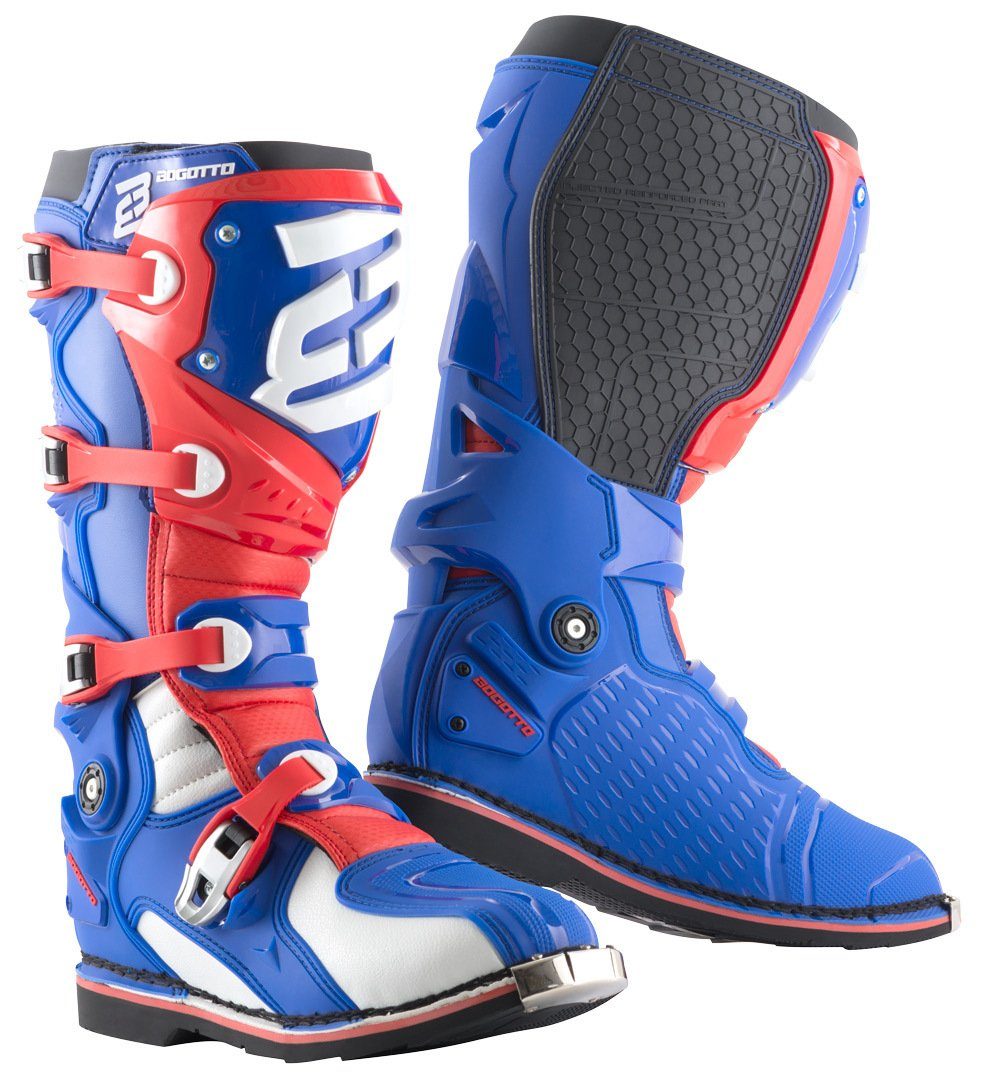 Motocross S Stiefel Blue/White/Red Bogotto MX-7 Motorradstiefel