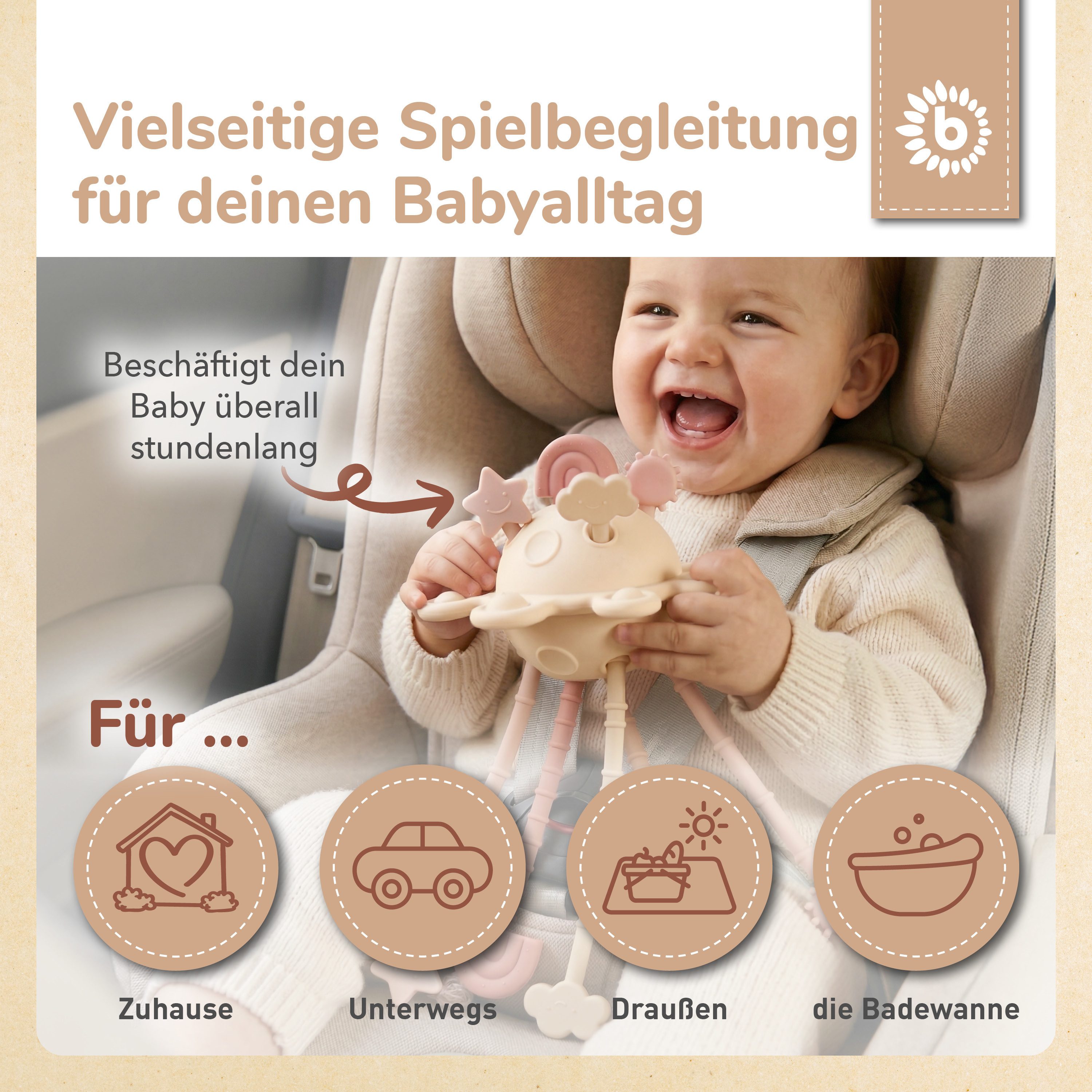 BIECO Stapelspielzeug Bieco Silikon Activity Montessori Spielzeug Baby