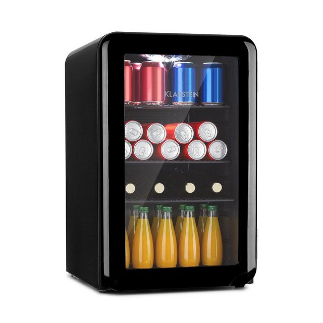 Klarstein Getränkekühlschrank HEA13-PopLife-blk 10035178, 69 cm hoch, 44 cm breit, Bierkühlschrank Getränkekühlschrank Flaschenkühlschrank mit Glastür