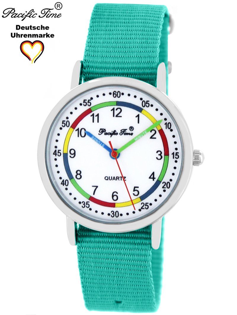 Design First Kinder Gratis Lernuhr Pacific Armbanduhr Time Match und Quarzuhr - türkis Mix Versand Wechselarmband,