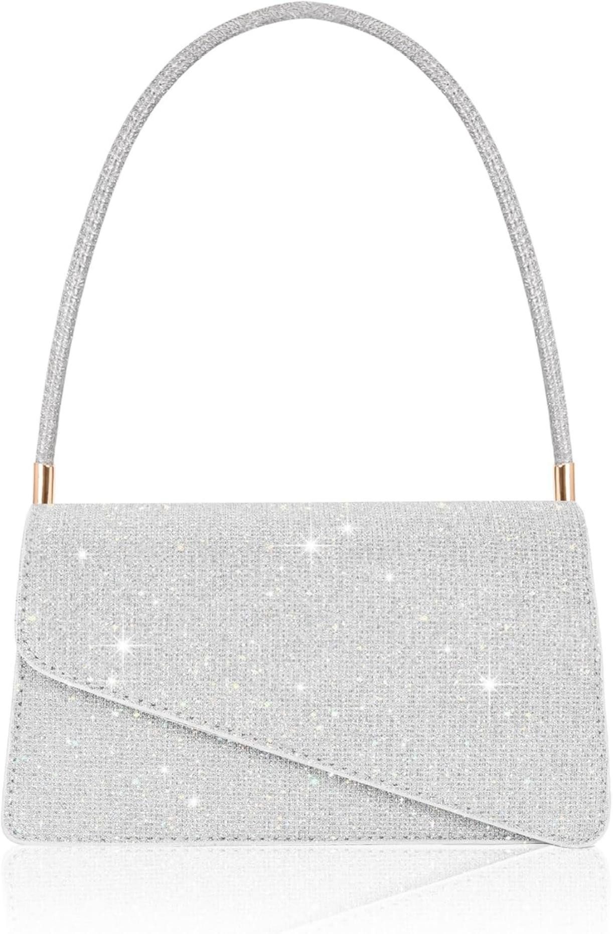 Clutch Pailletten Handtasche Damen Klein mit 2 Fächern